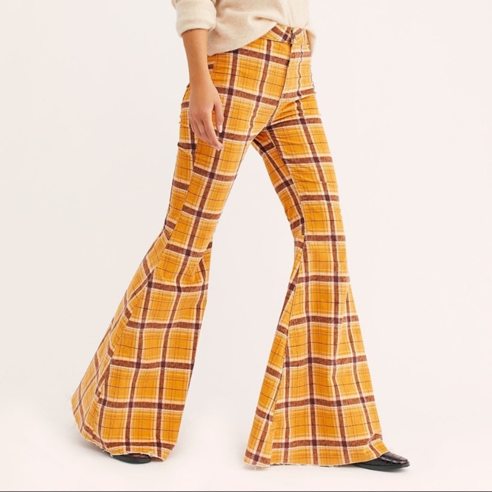 NWT Free People Just Float On Printed Cord Flares - Picture 2 of 8